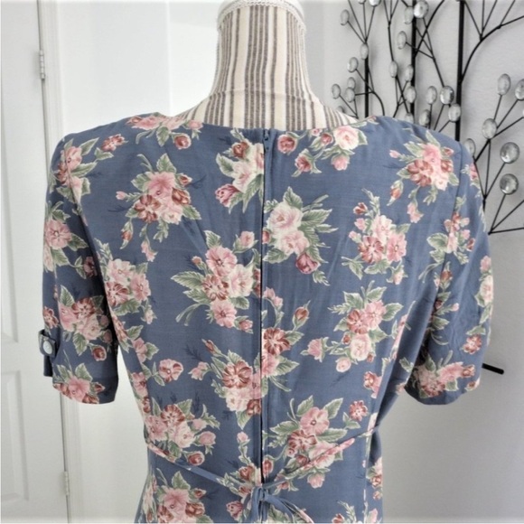 Rare Vintage Y2K Betsey Lauren Floral Cottage Victorian Midi Lace Collar Dress - Picture 6 of 8